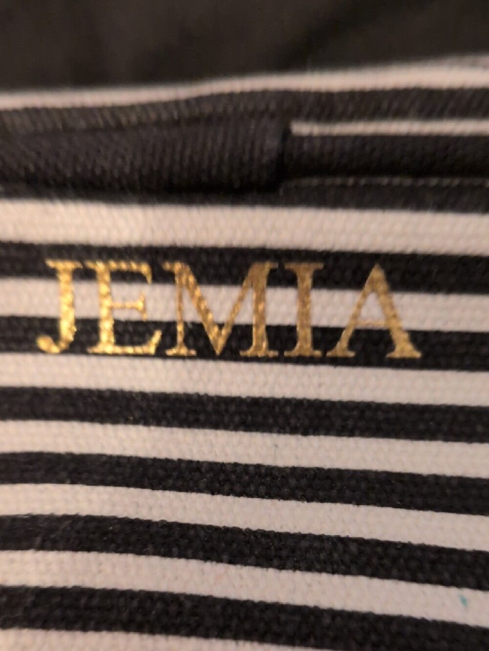 MIA Black and White Striped Cosmetic Bag with Gold Logo - Picture 3 of 7